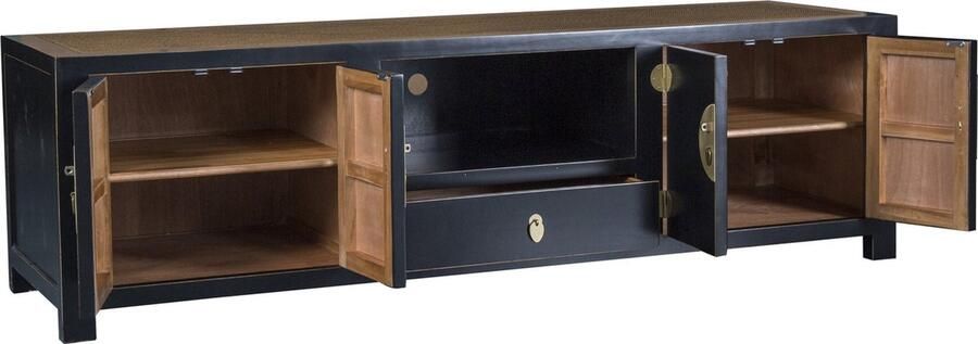 Fine Asianliving Chinese TV Meubel Zwart Bamboe B190xD56xH56cm Chinese Meubels Oosterse Kast