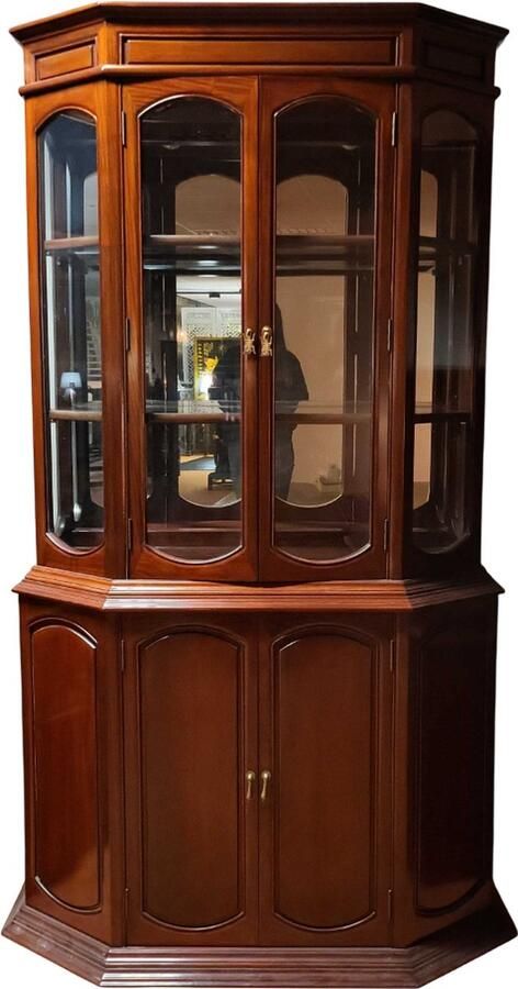 Fine Asianliving Chinese Vitrinekast Rosewood Longevity Symbool Spotlights met Spiegel B116xD48xH200cm Chinese Meubels Oosterse Kast