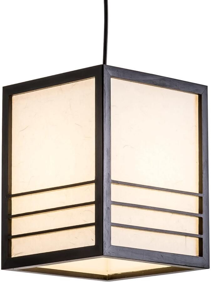 Fine Asianliving Japanse Hanglamp Shoji Rijstpapier Hout Zwart Nikko B20xD20xH25.5cm