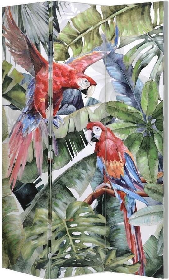 Fine Asianliving Kamerscherm B120xH180cm 3 Panelen Botanische Tuin Papegaaien