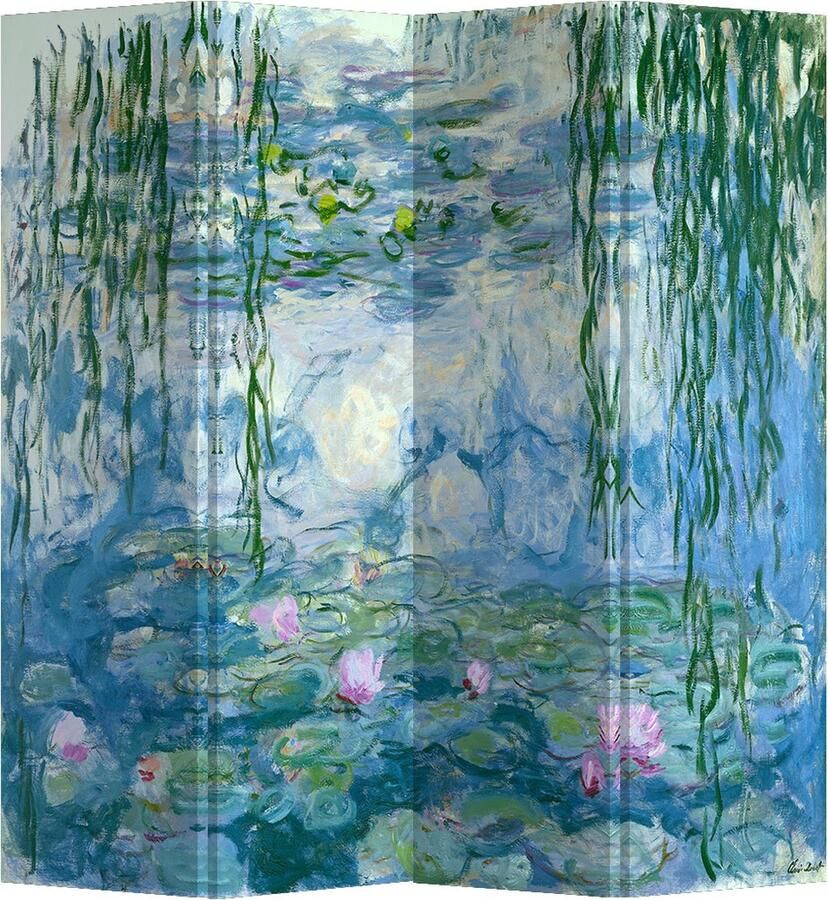 Fine Asianliving Kamerscherm B160xH180cm 4 Panelen Waterlelies Claude Monet