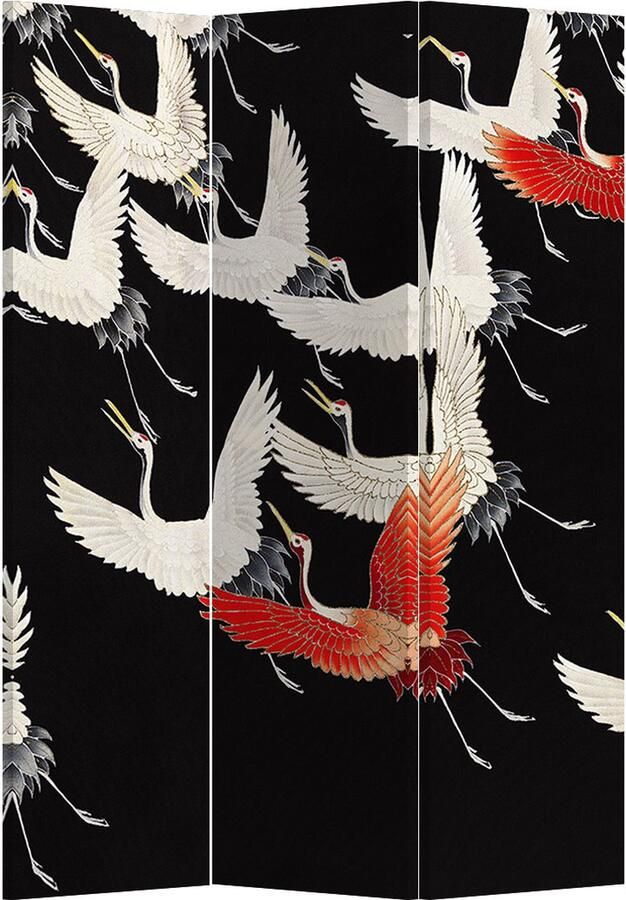 Fine Asianliving Kamerscherm Scheidingswand B120xH180cm 3 Panelen Japanese Cranes