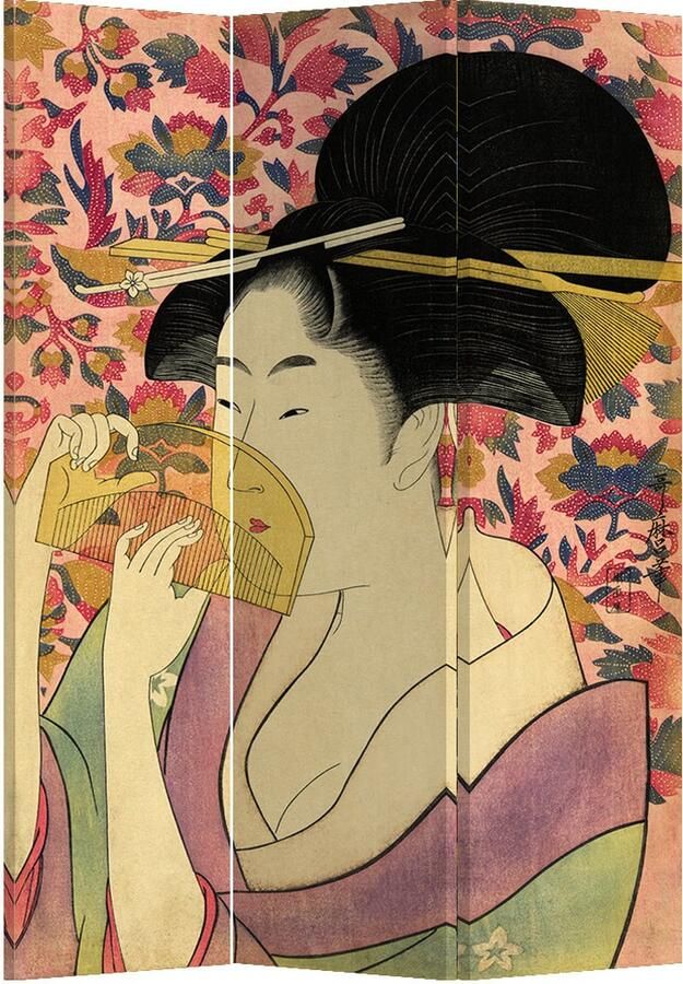 Fine Asianliving Kamerscherm Scheidingswand B120xH180cm 3 Panelen Japanse Geisha