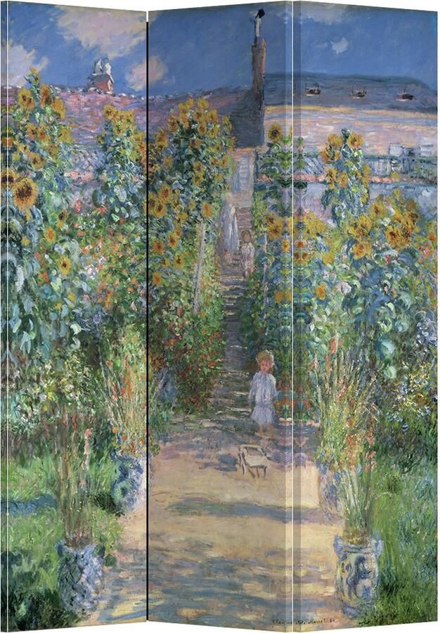 Fine Asianliving Kamerscherm Scheidingswand B120xH180cm 3 Panelen Monet's Tuin in Vetheuil