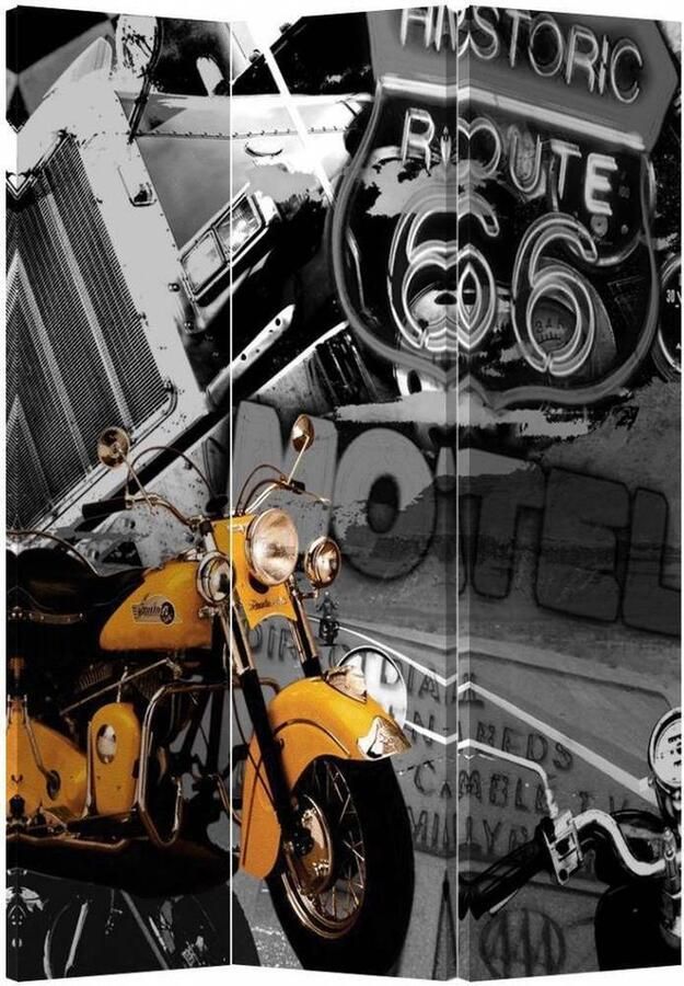 Fine Asianliving Kamerscherm Scheidingswand B120xH180cm 3 Panelen Retro Route 66