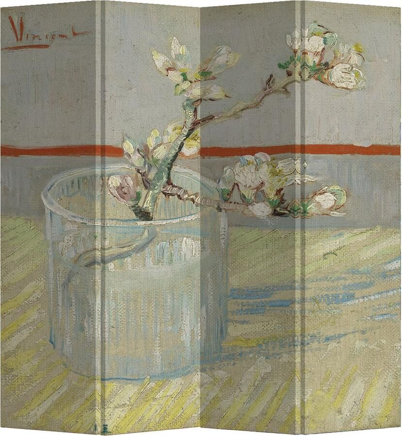 Fine Asianliving Kamerscherm Scheidingswand B160xH180cm 4 Panelen Bloeiende Amandeltak in een Glas 1888 van Gogh