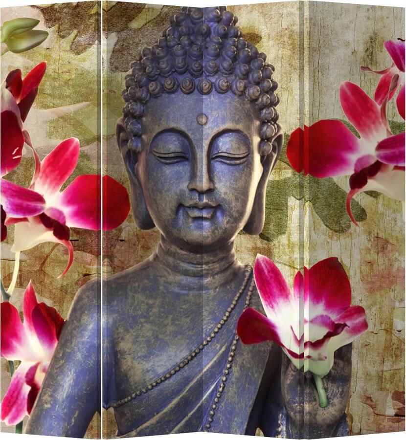 Fine Asianliving Kamerscherm Scheidingswand B160xH180cm 4 Panelen Boeddha