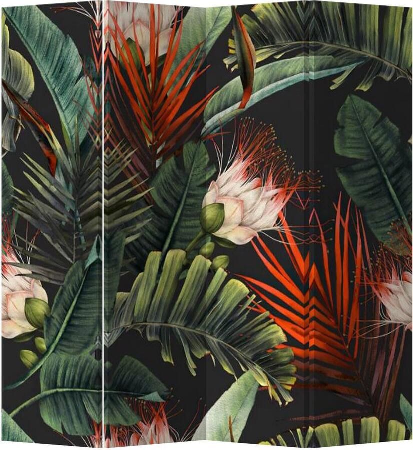 Fine Asianliving Kamerscherm Scheidingswand B160xH180cm 4 Panelen Botanische Planten