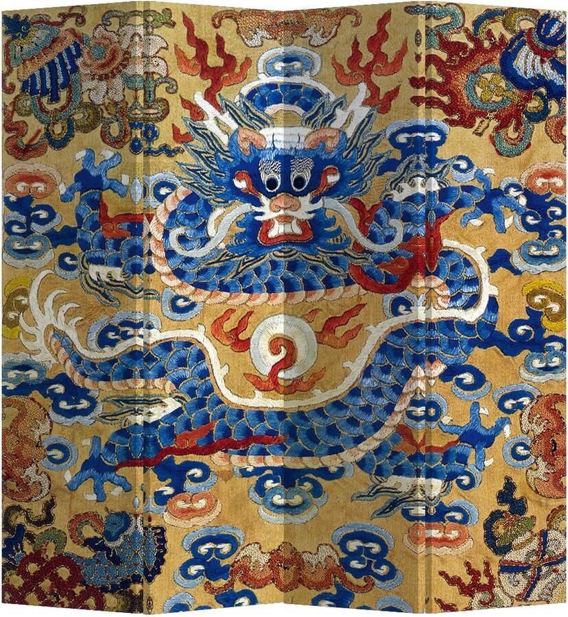 Fine Asianliving Kamerscherm Scheidingswand B160xH180cm 4 Panelen Draak