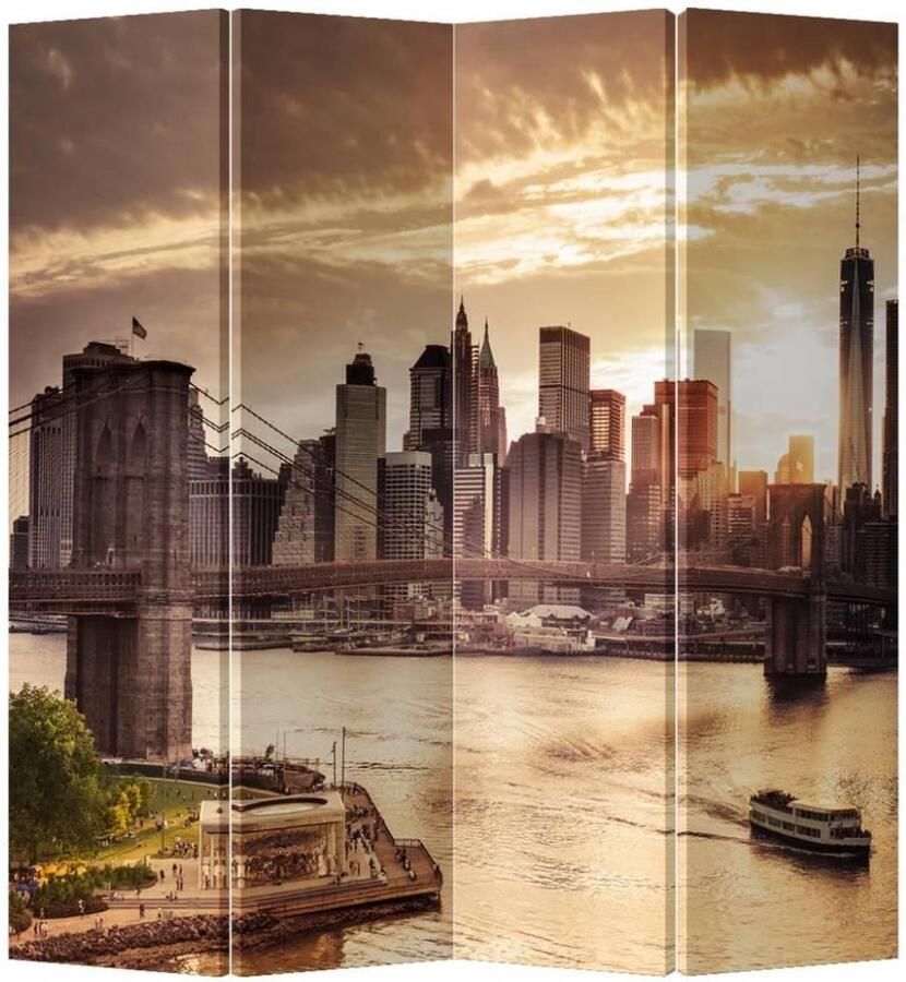 Fine Asianliving Kamerscherm Scheidingswand B160xH180cm 4 Panelen New York Brooklyn Bridge