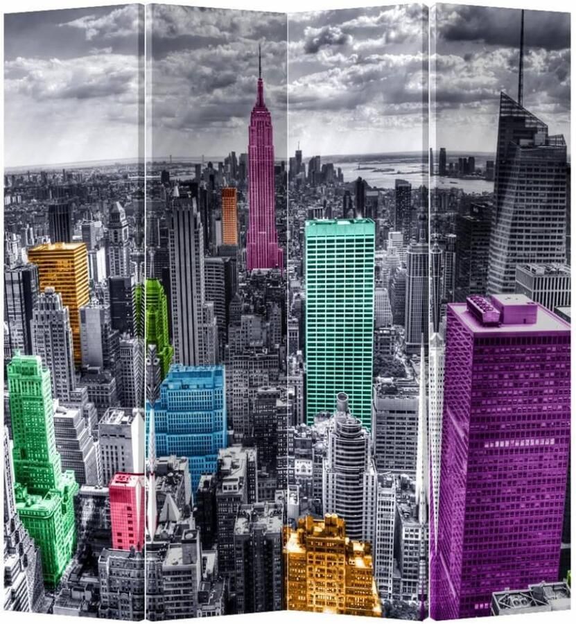 Fine Asianliving Kamerscherm Scheidingswand B160xH180cm 4 Panelen Skyview New York