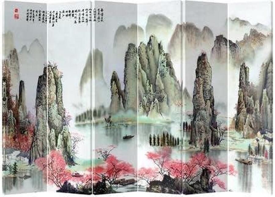 Fine Asianliving Kamerscherm Scheidingswand B240xH180cm 6 Panelen Bergenlandschap