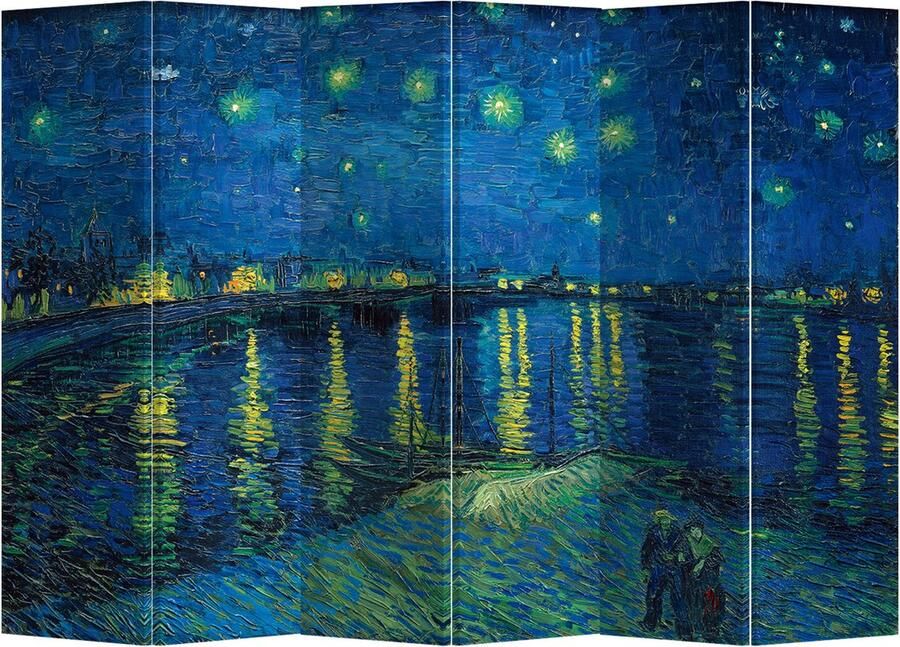 Fine Asianliving Kamerscherm Scheidingswand B240xH180cm 6 Panelen Starry Night Above Rhone van Gogh