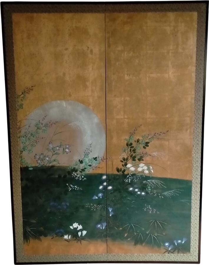Fine Asianliving Kamerscherm van Bladgoud Handgemaakt Moonlight Dawn B100xH139cm