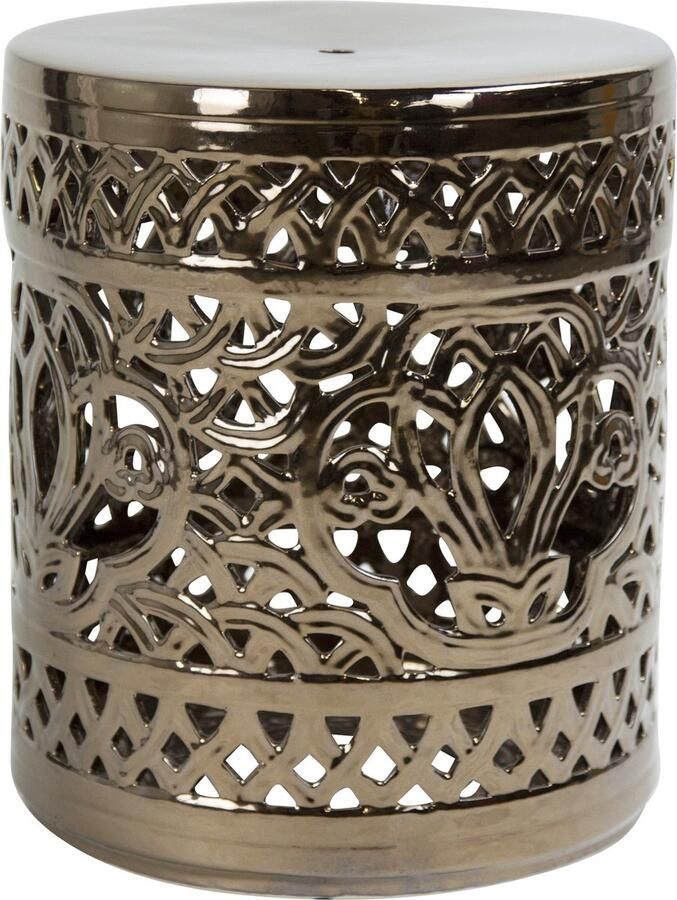 Fine Asianliving Keramische Kruk Brons Handgemaakt D33xH46cm Keramiek Bijzettafel Porselein Stoel Tuinkruk