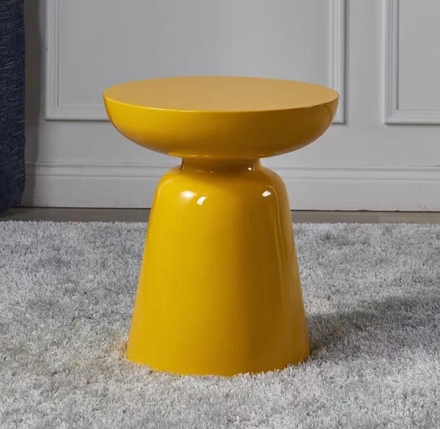 Fine Asianliving Keramische Kruk Geel Handgemaakt Adara D33xH46cm Keramiek Bijzettafel Porselein Stoel Tuinkruk