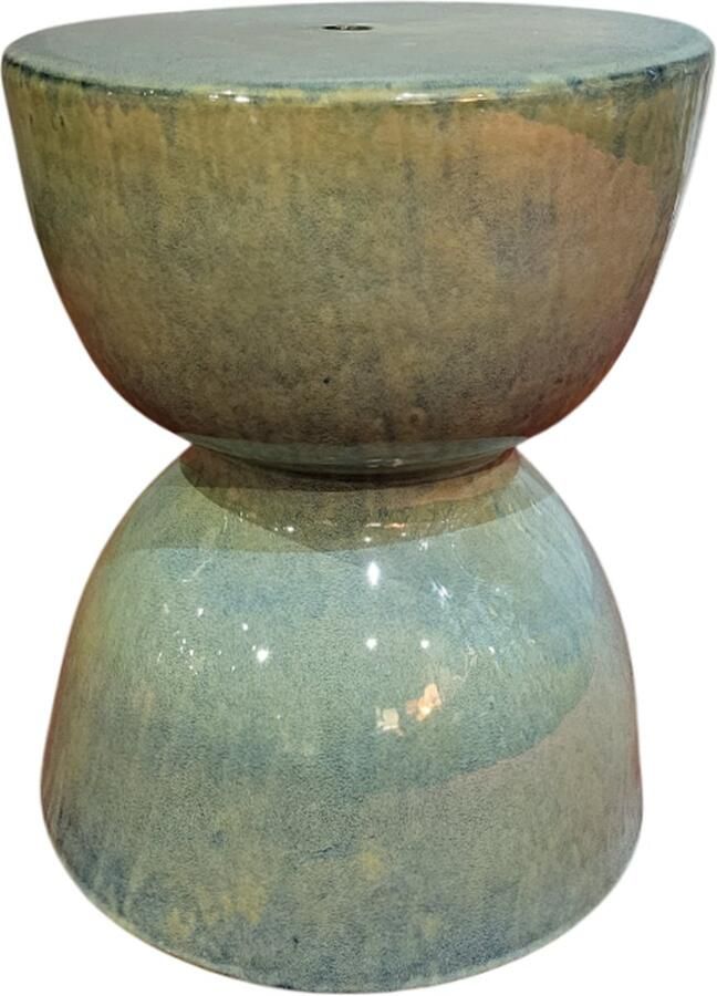 Fine Asianliving Keramische Kruk Groen Handgemaakt Myrina D33xH46cm Keramiek Bijzettafel Porselein Stoel Tuinkruk