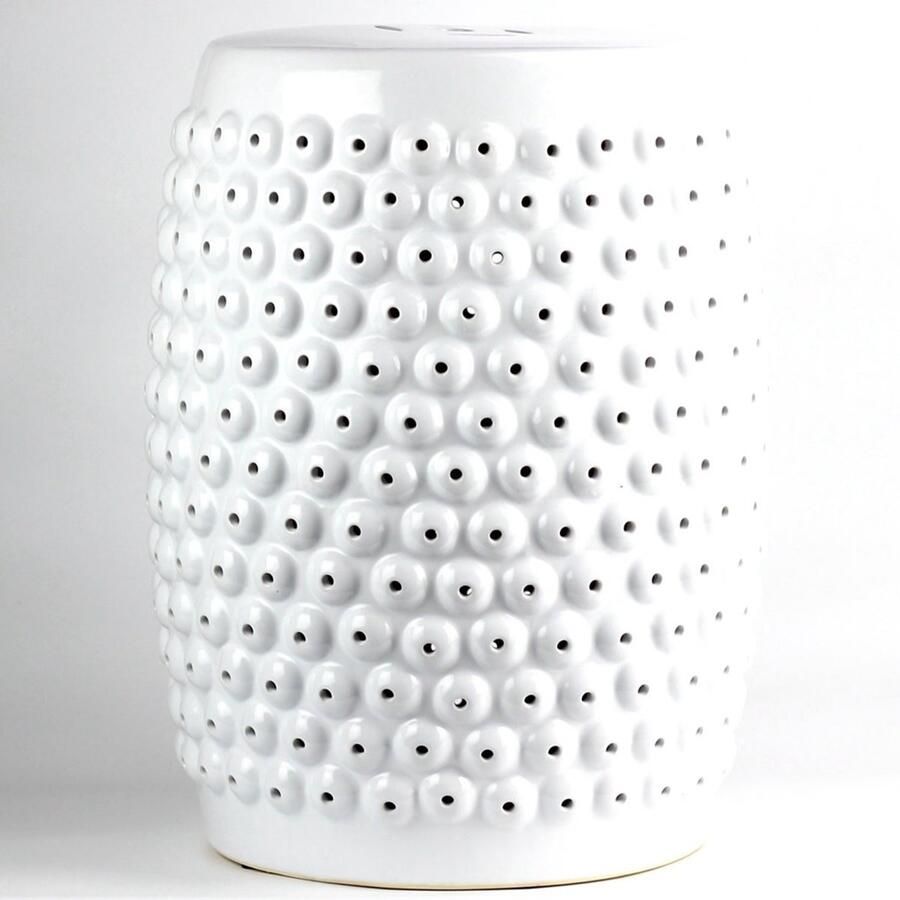Fine Asianliving Keramische Kruk Dots Wit Porselein Handgemaakt D33xH46cm Keramiek Bijzettafel Porselein Stoel Tuinkruk