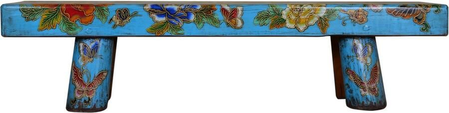 Fine Asianliving Massief Houten Chinese Bank Handgeschilderde Bloemen en Vlinders Chinese Meubels Oosterse Kast