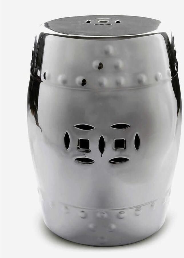 Fine Asianliving Tuinkruk van Keramiek Stoel Porselein Zilver