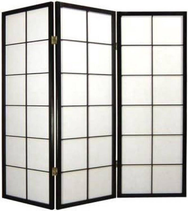 Fine Asianliving Japanese Room Divider L135cmxH130cm Shoji Rice Paper Black 3 Panel