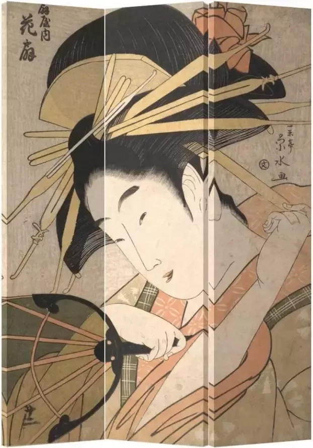 Fine Asianliving Japans Kamerscherm Oosters Scheidingswand B120xH180cm 3 Panelen Japanse Geisha