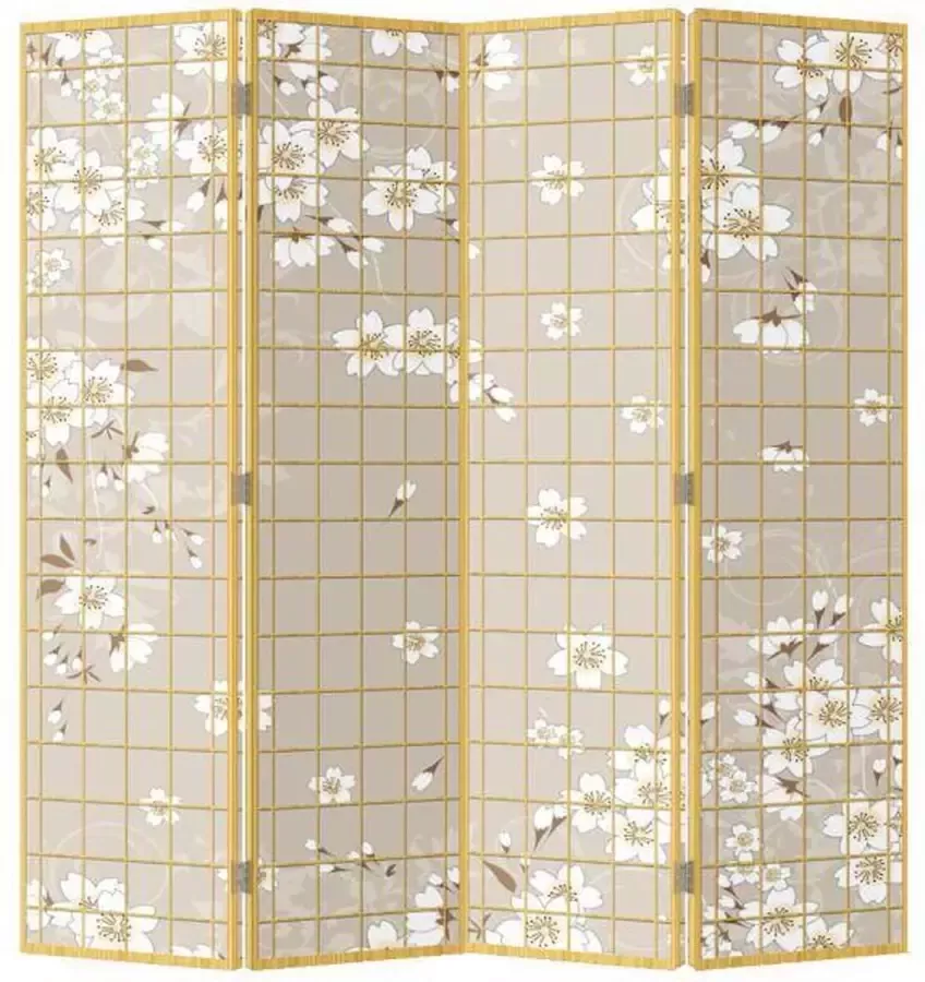 Fine Asianliving Japans Kamerscherm Oosters Scheidingswand B160xH180cm 4 Panelen Japanse Bloesems - Foto 1