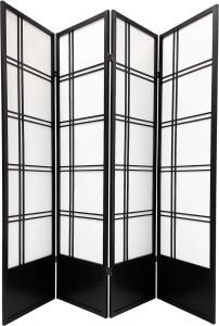 Fine Asianliving Japans Kamerscherm Shoji B180xH180cm Scheidingswand Zwart Nishio