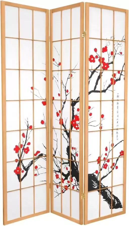 Fine Asianliving Japanse Kamerscherm B135xH180cm 3 Panelen Shoji Rijstpapier Naturel Sakura - Foto 1
