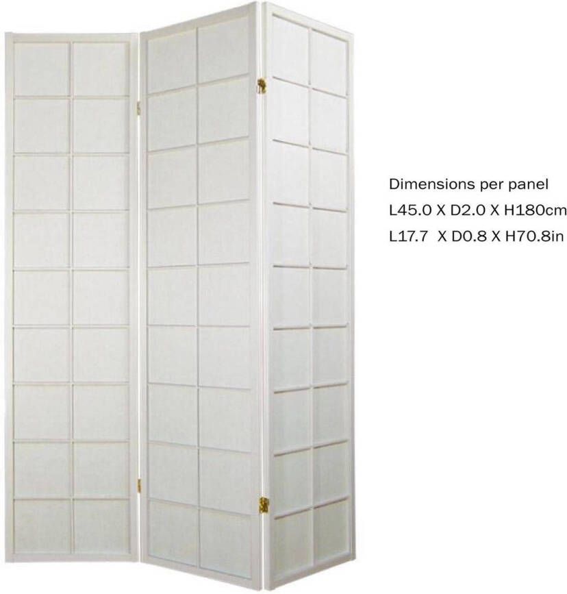 Fine Asianliving Japanse Kamerscherm B135xH180cm 3 Panelen Shoji Rijstpapier Wit