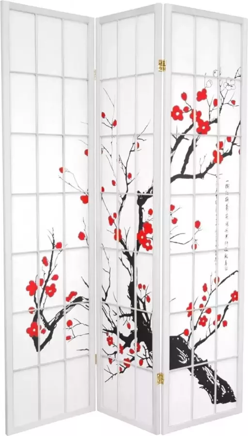 Fine Asianliving Japanse Kamerscherm B135xH180cm 3 Panelen Shoji Rijstpapier Wit Sakura - Foto 1