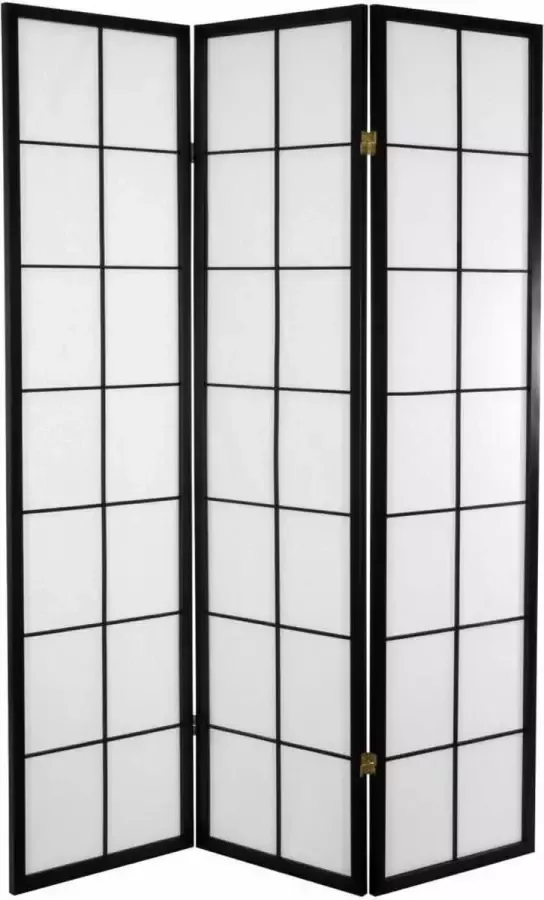Fine Asianliving Japanse Kamerscherm B135xH180cm 3 Panelen Shoji Rijstpapier Zwart - Foto 1