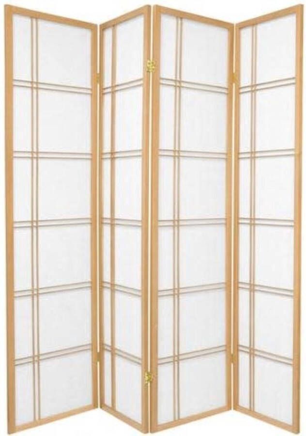 Fine Asianliving Japanse Kamerscherm B180xH180cm 4 Panelen Shoji Rijstpapier Natural Double Cross