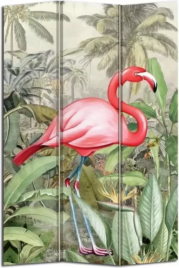 Fine Asianliving Kamerscherm Scheidingswand B120xH180cm 3 Panelen Botanisch Flamingo - Foto 1