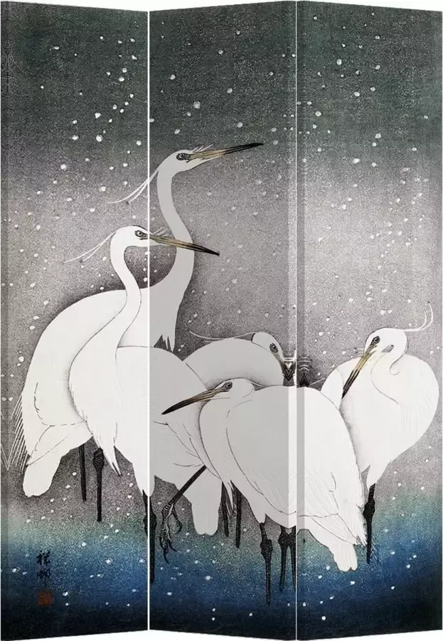 Fine Asianliving Kamerscherm Scheidingswand B120xH180cm 3 Panelen Japanese Cranes - Foto 1