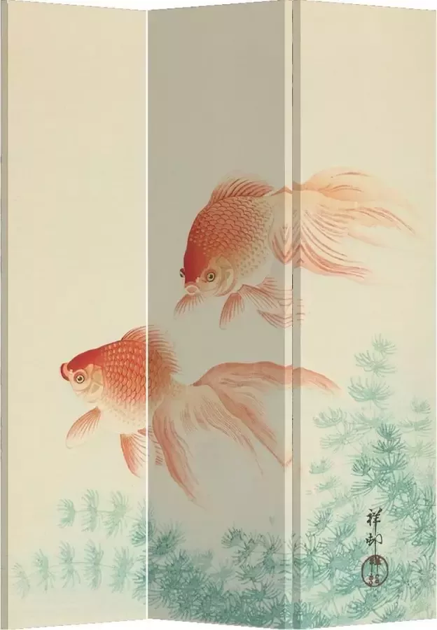 Fine Asianliving Kamerscherm Scheidingswand B120xH180cm 3 Panelen Japanese Gold Fishes - Foto 1