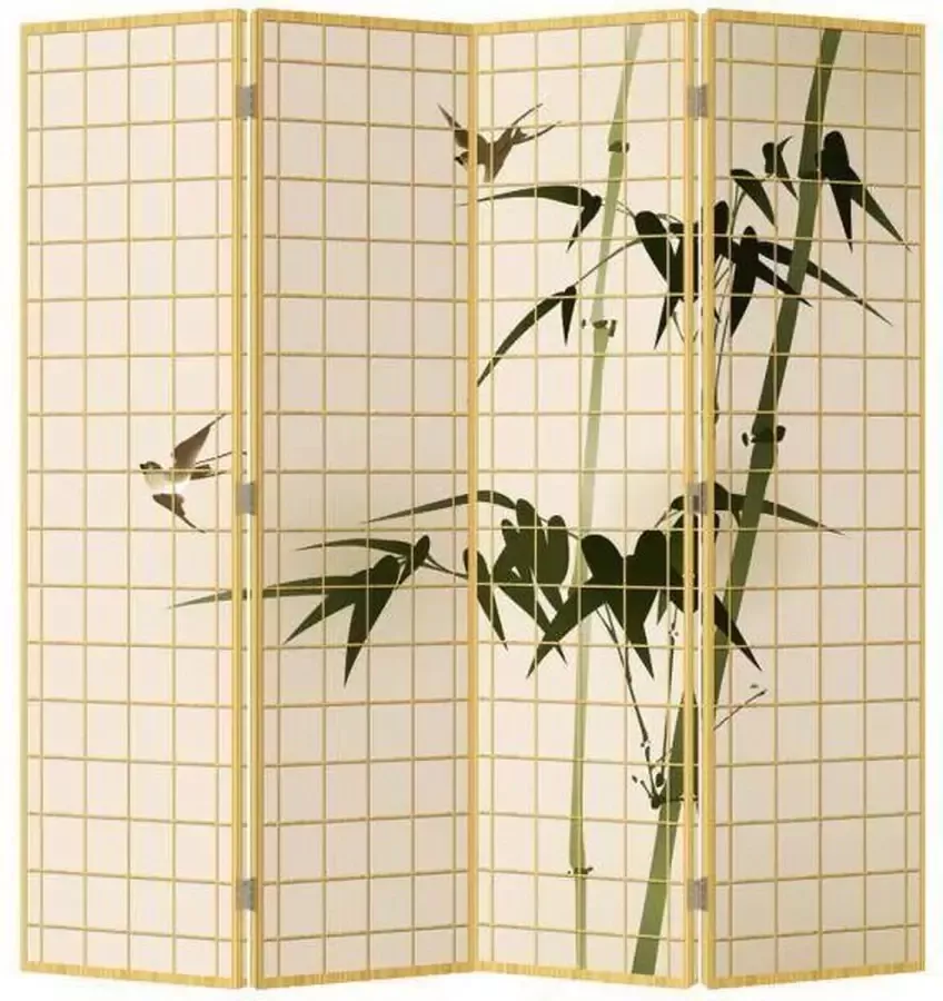 Fine Asianliving Kamerscherm Scheidingswand B160xH180cm 4 Panelen Bamboe Naturel