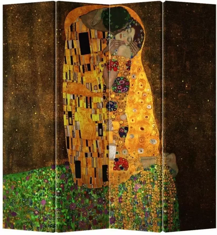 Fine Asianliving Kamerscherm Scheidingswand B160xH180cm 4 Panelen Der Kuss Gustav Klimt