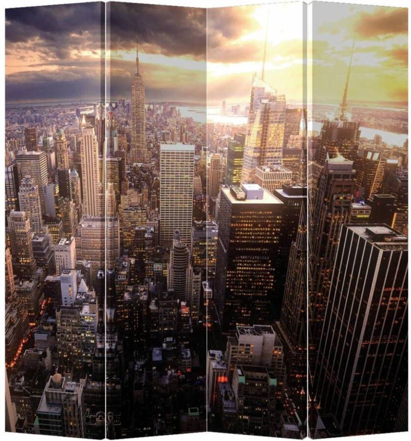 Fine Asianliving Kamerscherm Scheidingswand B160xH180cm 4 Panelen New York bij Zonsondergang - Foto 1