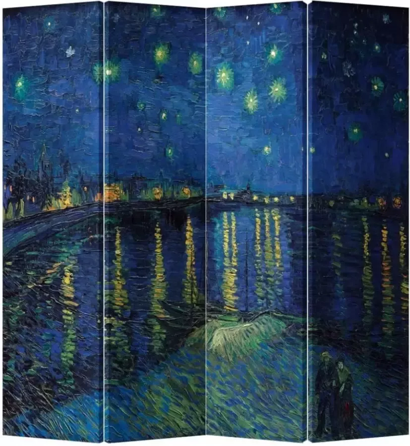 Fine Asianliving Kamerscherm Scheidingswand B160xH180cm 4 Panelen Van Gogh Sterrennacht boven de Rhone - Foto 1