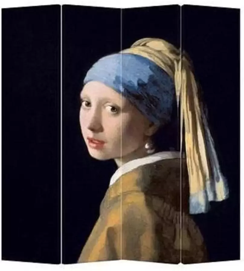 Fine Asianliving Kamerscherm Scheidingswand B160xH180cm 4 Panelen Vermeer Meisje met de Parel - Foto 1