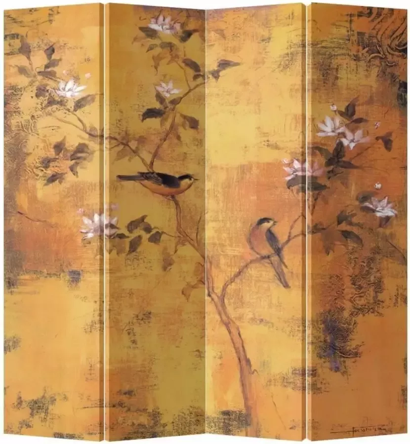 Fine Asianliving Kamerscherm Scheidingswand B160xH180cm 4 Panelen Vintage Bloesems