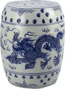 Fine Asianliving Keramische Kruk Blauw Wit Draak Porselein Stoel B33xH45cm Chinese Meubels Oosterse Kast
