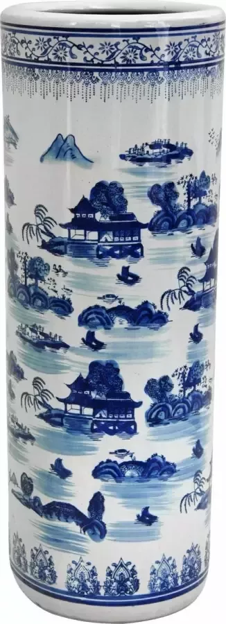 Fine Asianliving Parapluhouder Porselein Blauw-Wit Designs D25xH50cm