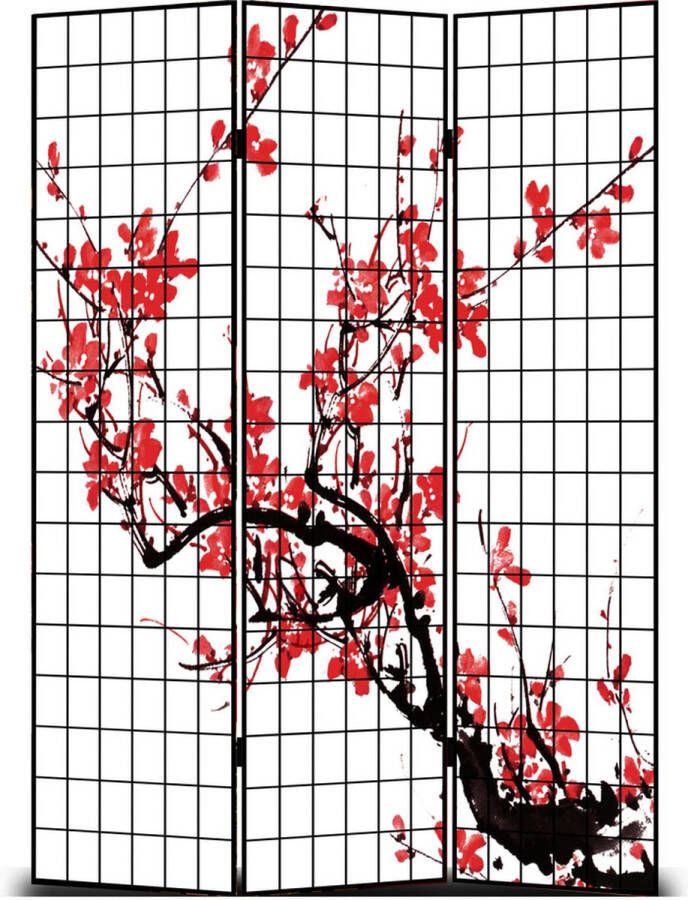 Fine Asianliving Room Divider Privacy Screen 3 Panels W120xH180cm Cherry Blossoms Black