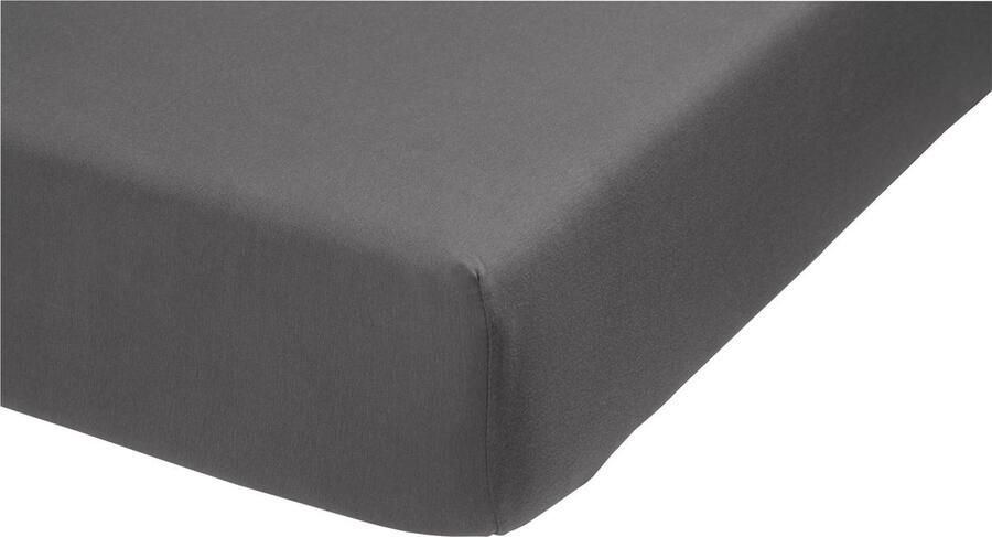 Fine Bedding Uitstekend topper jersey hoeslaken antraciet 120x200 210 (twijfelaar) lekker zacht en fijn geweven soepel en rekbaar perfecte pasvorm