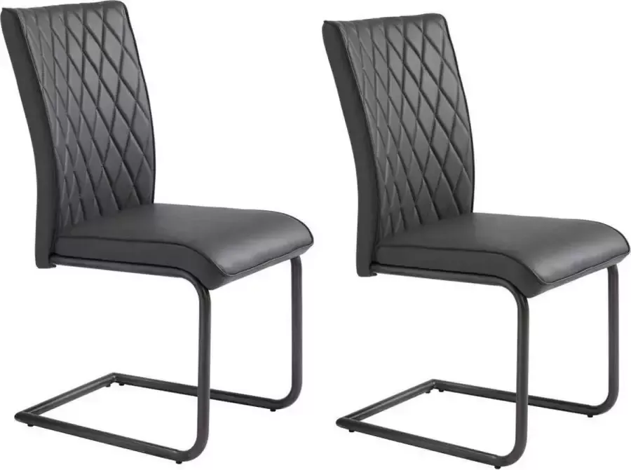 Fineliving Eetkamerstoel Pablo eco-leder grijs (set van 2 stuks)