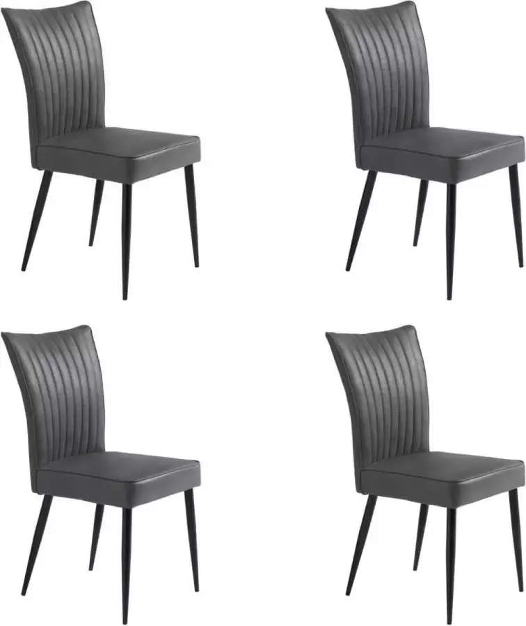 Fineliving Eetkamerstoel Pedro in grijs eco-leder ( set van 4)