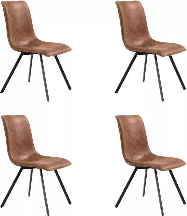 Fineliving Eetkamerstoel Pepe in cognac eco-leder ( set van 4 stuks)