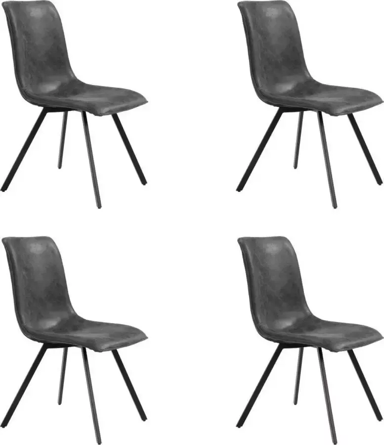 Fineliving Eetkamerstoel Pepe in grijs eco-leder (set van 4 stuks)